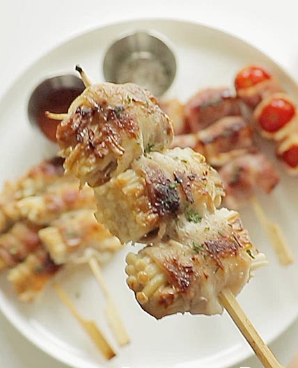삼겹살 팽이버섯 꼬치구이