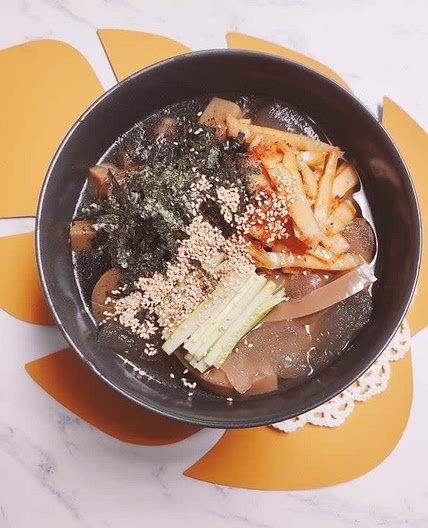 냉면육수 활용 도토리 묵사발