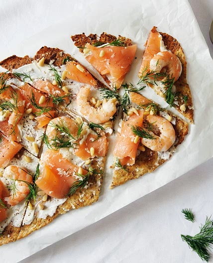 Salmon Pizza with Cauliflower Base