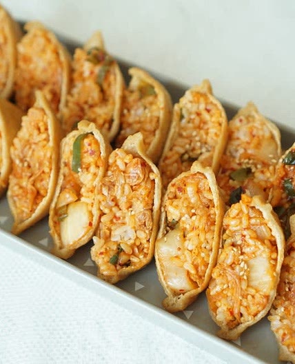 김치볶음밥 넣은 유부초밥 만들기