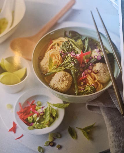 Turkey meat ball noodles soup