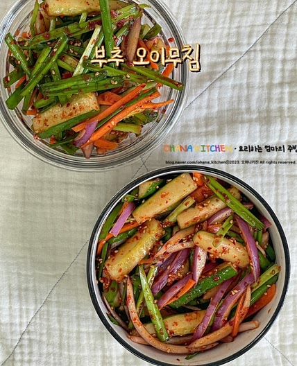 오이부추겉절이 만드는 법 새콤달콤 오이 부추무침 부추 오이무침 레시피