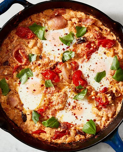 Baked feta eggs