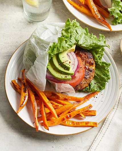 Turkey burger and sweet pitato fries
