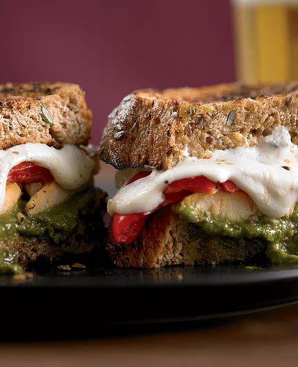 Chicken panini with pesto and peppers