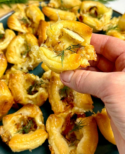 Shallot Brie and Honey Tartlets 