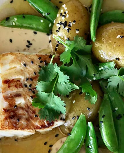 Butter-Fried Cod with Browned Miso Butter and Soy Mayonnaise