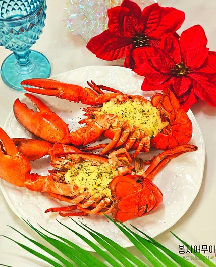 연말 홈파티음식 랍스터 갈릭 버터 구이 냉동자숙 랍스터 손질 찌는법 크리스마스요리