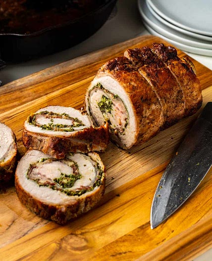 Pork Loin Stuffed with Pesto and Prosciutto