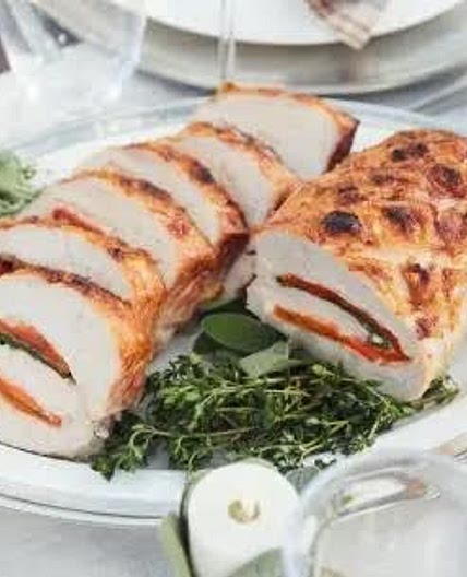 Tricolor stuffed pork loin