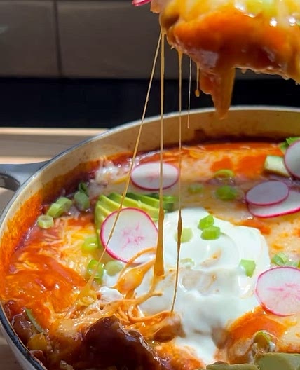 Skillet Chicken Enchiladas