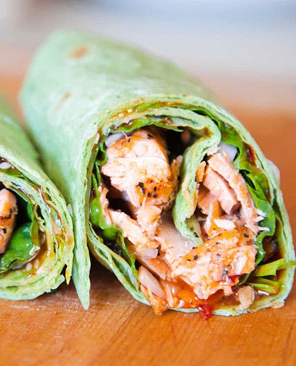 Sweet chilli salmon wrap