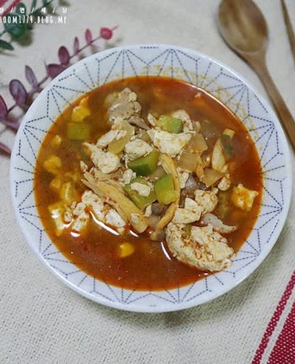 순두부찌개 만들기,고추기름 만드는법