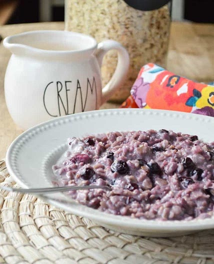 Blueberries and cream oatmeal