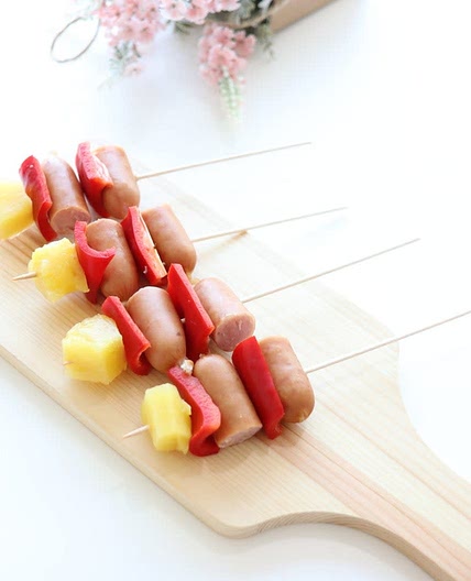 햄 야채 넣고 꼬지만들기