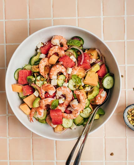 Melon and prawn salad