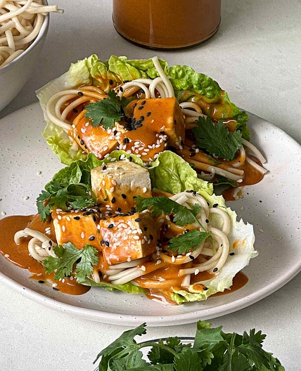 Peanut noodle lettuce cups 