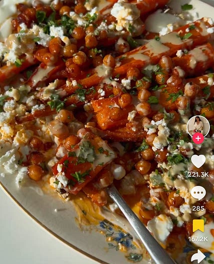Harissa carrots and chick peas
