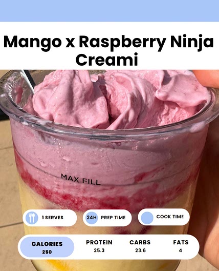 Mango raspberry Ninja Creami 54 cal  6g protein *