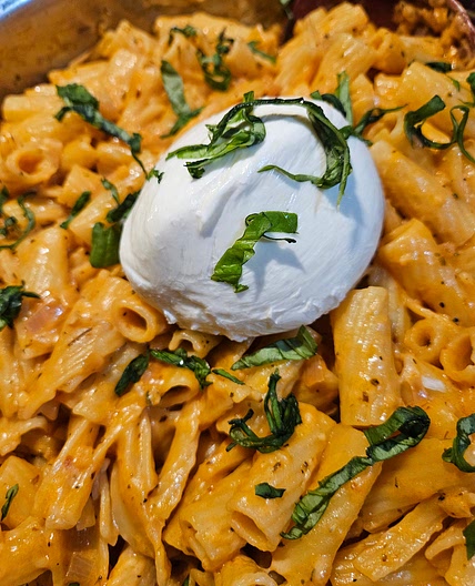 Creamy Tomato Rigatoni with Burrata