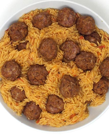 Spanish Orzo with Chorizo Meatballs