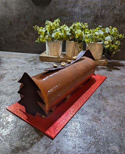 Yule Log, Hazelnut and Chocolate Entremet