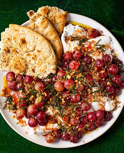 Mulled Grapes with Burrata