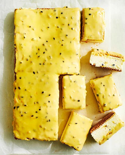 Passionfruit cheesecake slice