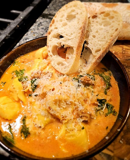Tortellini Soup with Italian Sausage and Kale