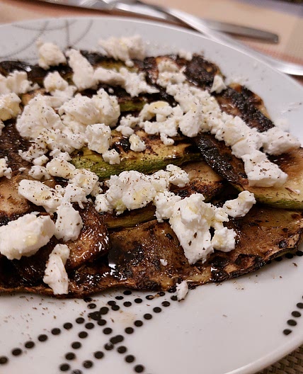 Grilled zucchini, feta and mint