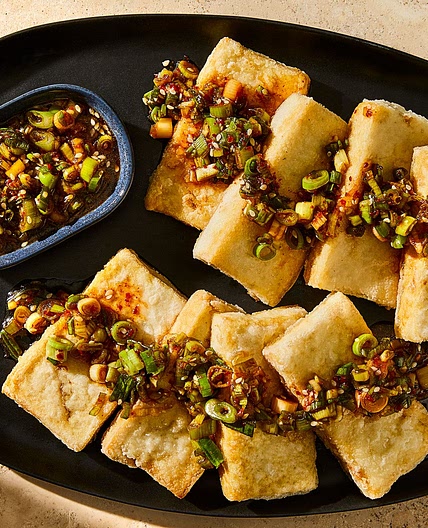 Crispy Pan-Fried Tofu With Soy-Scallion Sauce