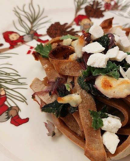 Crepes - Chestnut Flour - Goat Ricotta, Kale, and Caramelized Onions