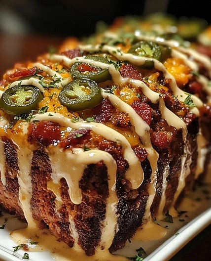 Smoky Jalapeño Popper Meatloaf with Creamy Ranch Drizzle