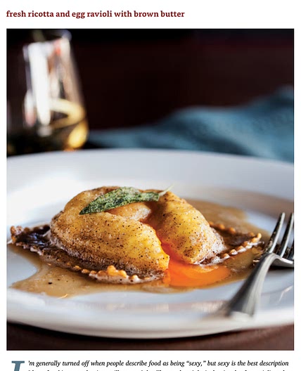 fresh ricotta and egg ravioli with brown butter