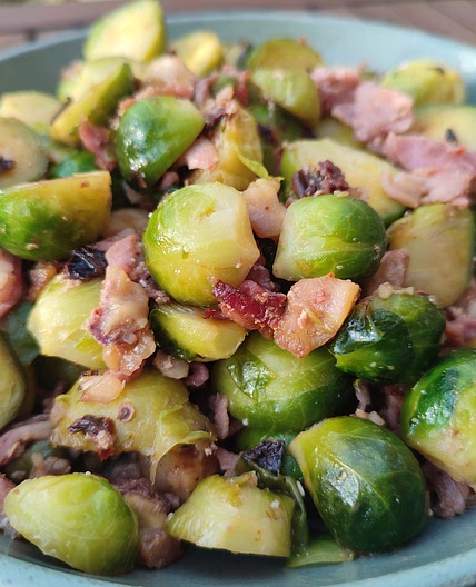 Roasted Brussels Sprouts, Bacon & Chestnuts
