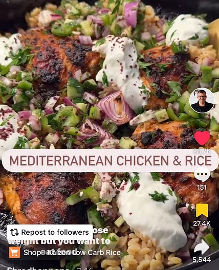 Mediterranean chicken and rice bowl