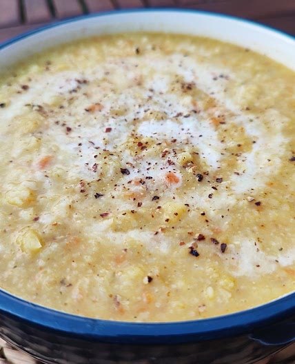 Indian Spiced Cauliflower and Red Lentil Soup (Vegan)
