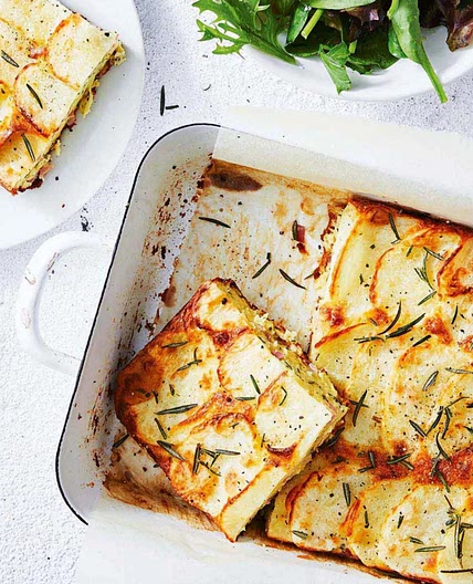 Potato, ham & rosemary zucchini slice