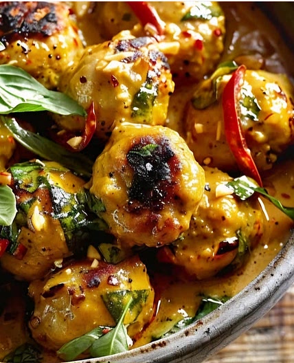 Thai coconut curry chicken meatballs