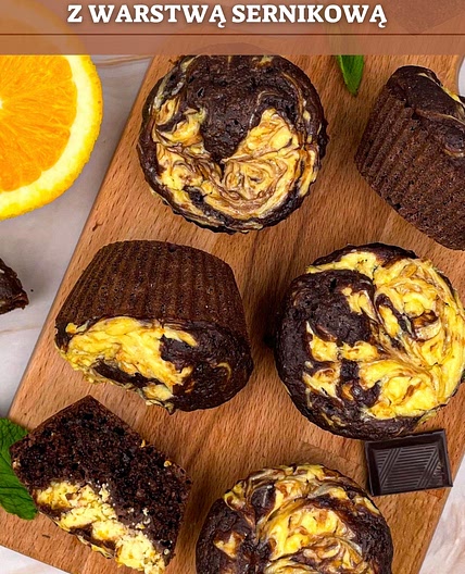 Muffinki czekoladowe z warstwą sernikową