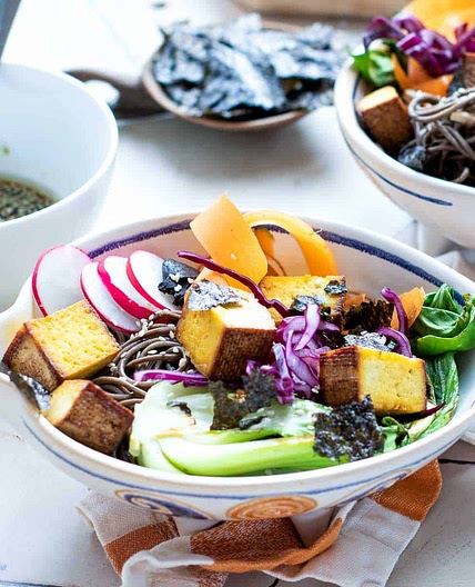 Smoked Tofu Poke Bowl with Crispy Nori