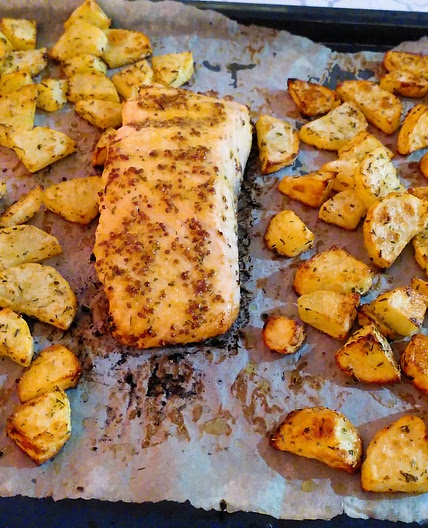 Saumon et brocoli au four
