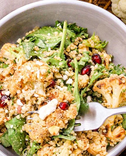 Quinoa and Roasted Cauliflower Salad with Lemon-Tahini Dressing Recipe