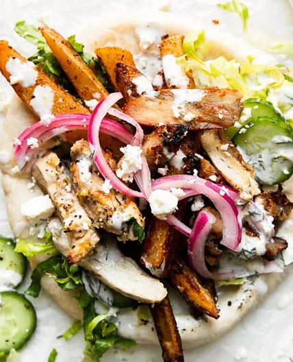 Greek Chicken Pita and Cucumber Salsa