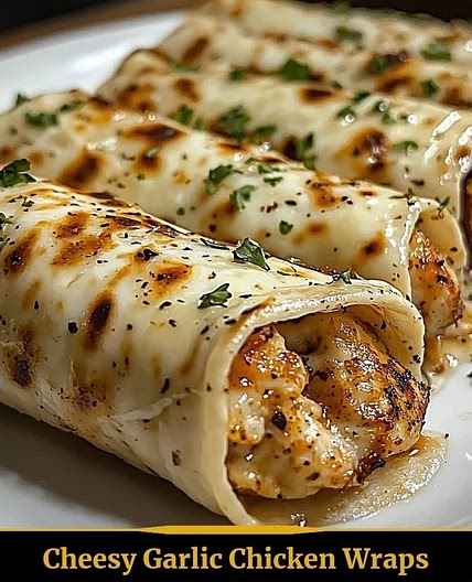 Cheesy garlic chicken wraps