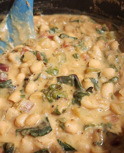 Braised White Beans and Greens with Parmesan
