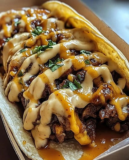 Garlic Butter Honey BBQ Beef Tacos