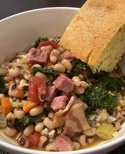 Black-Eyed Peas with Pork and Greens