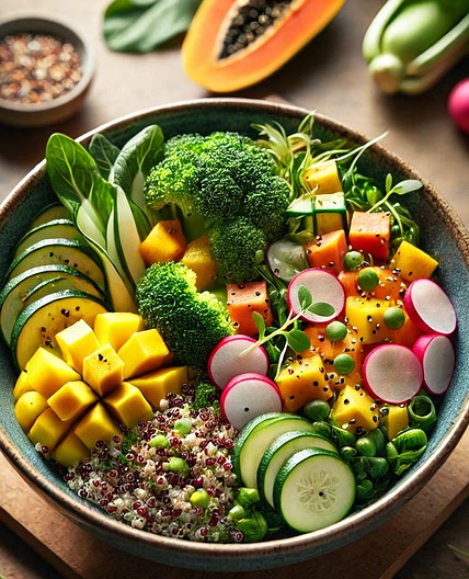 Quinoa-Gemüse-Bowl mit Kokos-Limetten-Dressing