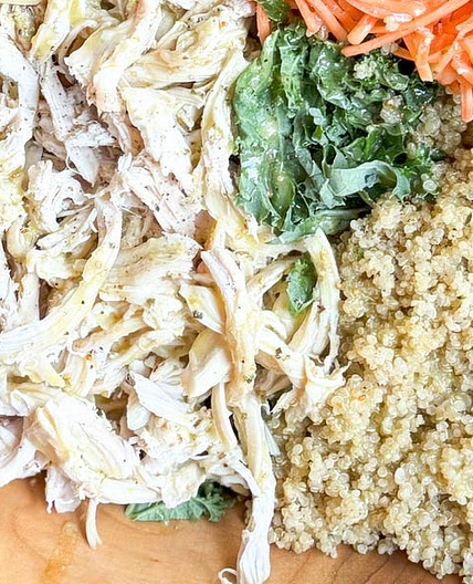 lemon-parm chicken, quinoa, & kale salad